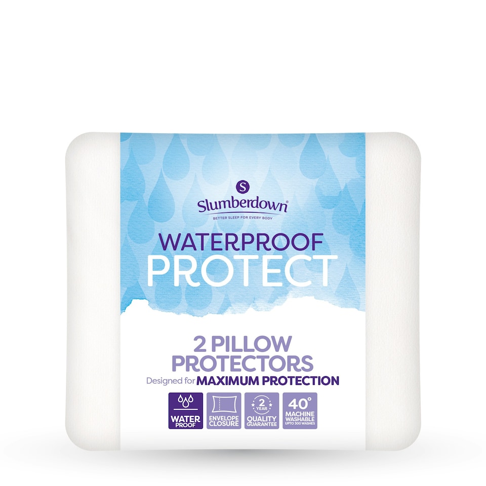 image 1 of Slumberdown Waterproof Protect Pillow Protectors White | 2 Pack
