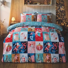 Advent Calendar 180 Thread Count Polyester Duvet Cover Set with Pillowcase Multi | Single