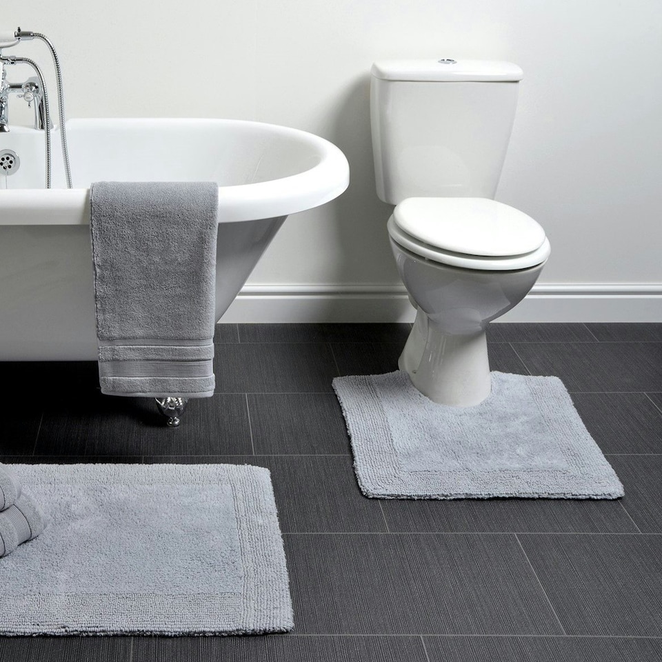 image 1 of Heavyweight Reversible Pedestal Toilet Mat - Charcoal Grey