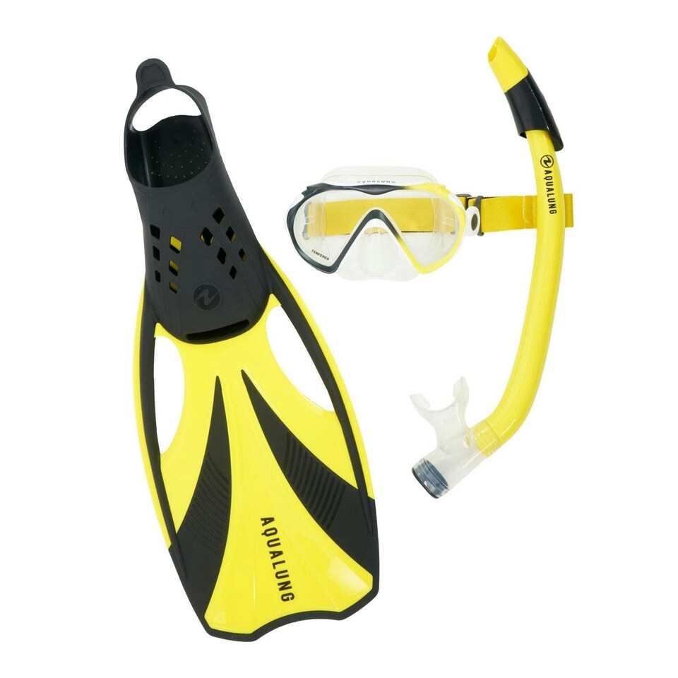 Aquasphere Compass Mask / Snorkel & FinsSet - Large - Black/Yellow - Aquasphere - AQMSFSCS4