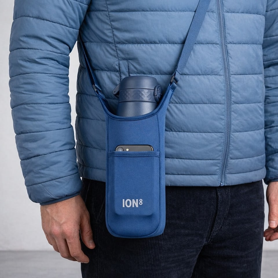 image 1 of Water Bottle Carrier, Fabric, One Size | Blue | Navy