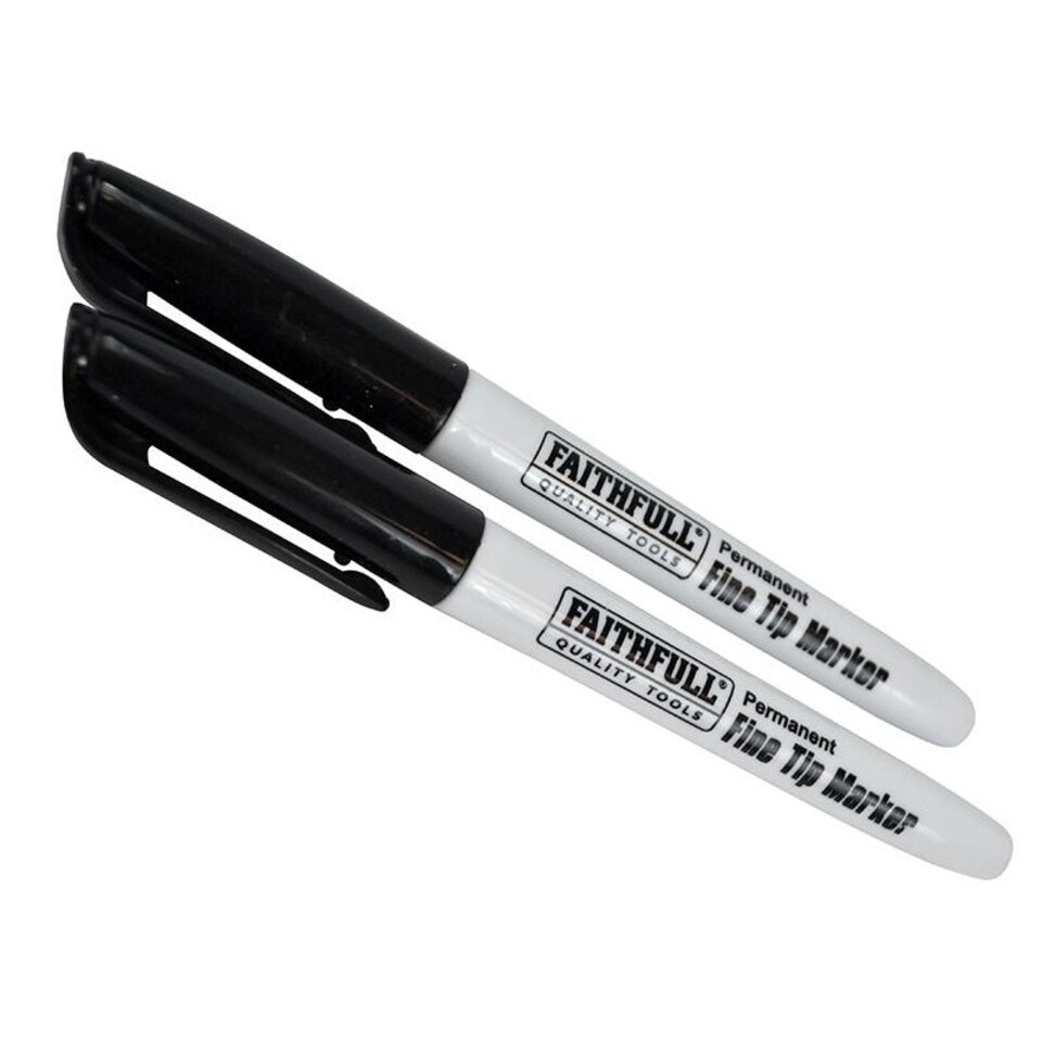 Faithfull Fibre Tip Marker Pen - Multi Colour - Pack of 2 Black