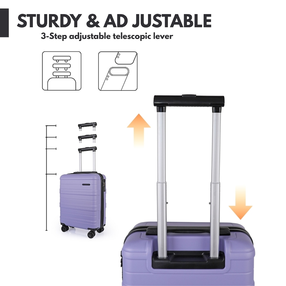 image 1 of ABS Cabin Luggage 45×36×20 Lightweight Carry-On with TSA Lock | Purple | French Lilac | Cabin Bag