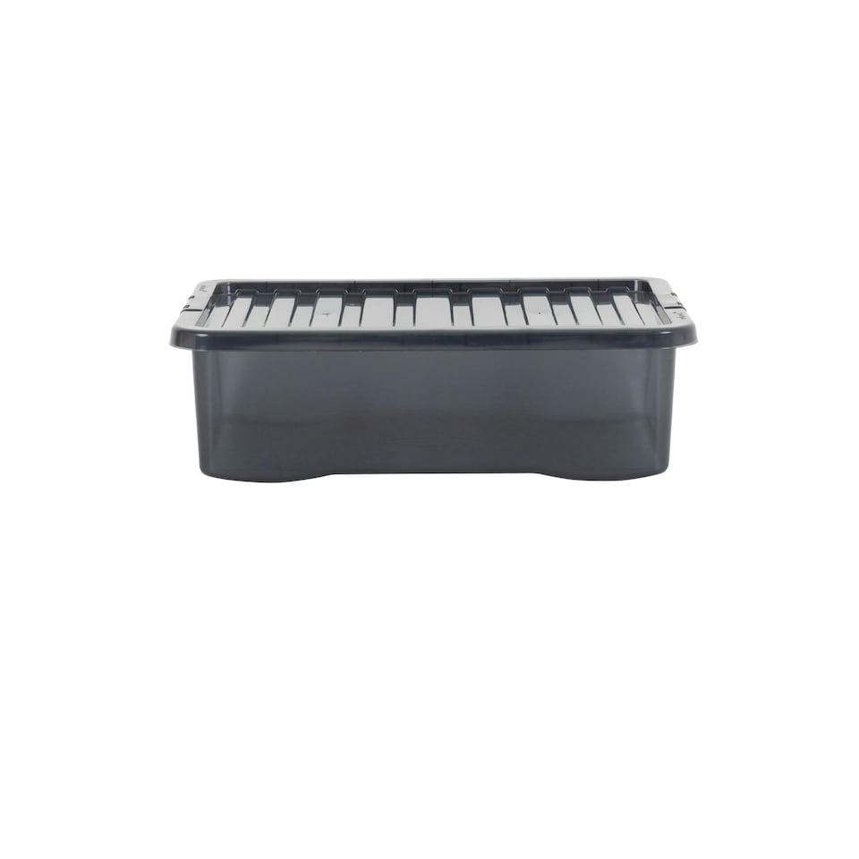 image 1 of Wham Crystal 5 x 32L Stackable Plastic Storage Boxes with Lids Black