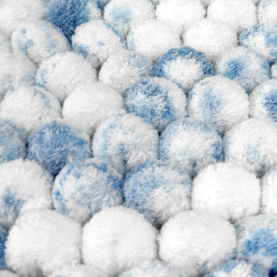 image 1 of Marl Chunky Bobble Toilet Pedestal Mat 50 x 50cm - Non Slip Marble Effect Bathroom Rug | Blue | Blue | 50 x 50cm (20 x 20") | 1