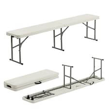Harbour Housewares 4 Person Folding Trestle Bench - White | White | White