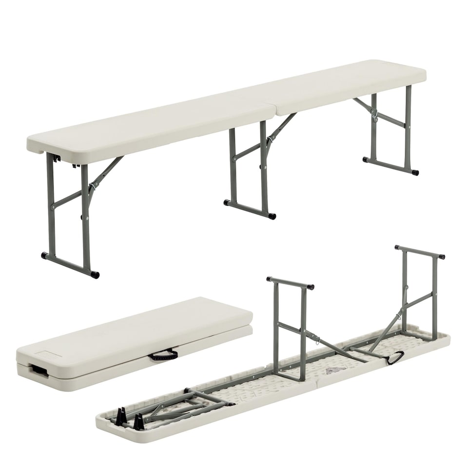 image 1 of Harbour Housewares 4 Person Folding Trestle Bench - White | White | White