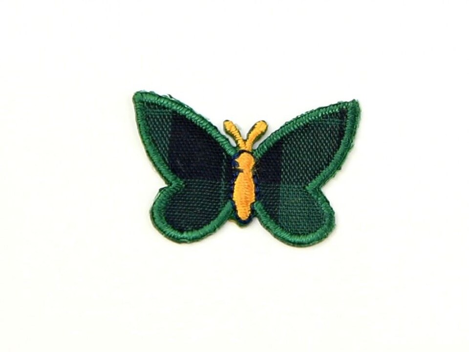 Green/Navy Tartan Butterfly Patch Motif (Value Pack of 3) for Dressmaking - per pack