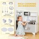 image 6 of AIYAPLAY Kids Play Kitchen, Large Pretend Play Toy Kitchen with Stove Sounds, Microwave, Ice Maker, Coffee Maker, Sink, Stainless Steel Utensils, Cooking Role Play Set for Boys and Girls 3-6 Years