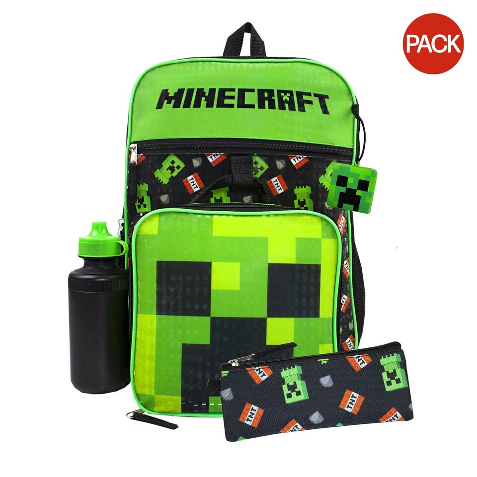 image 1 of Minecraft TNT Creeper Backpack Set (Pack of 5) - Black/Green - One Size