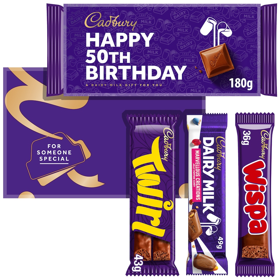 image 1 of Cadbury Happy 50th Birthday Letterbox Chocolate Gift