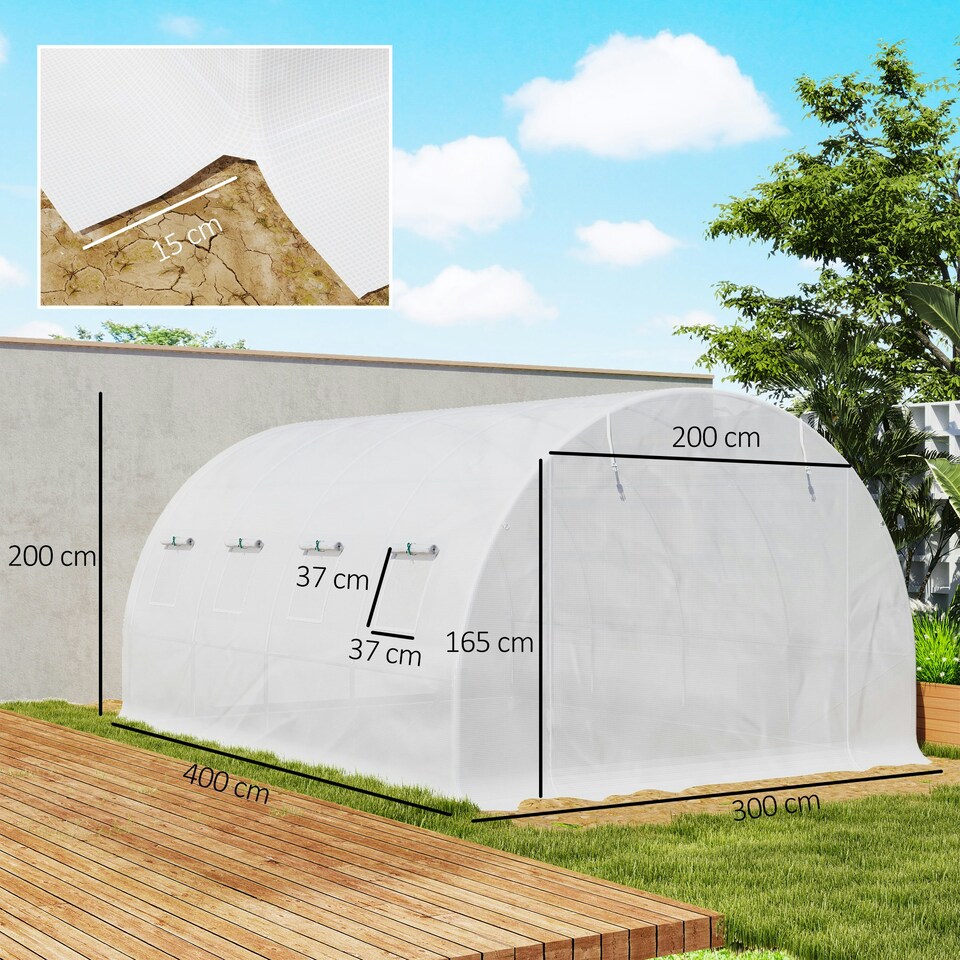 image 1 of Outsunny 4 x 3 x 2m Greenhouse Replacement Cover ONLY for Tunnel Greenhouse