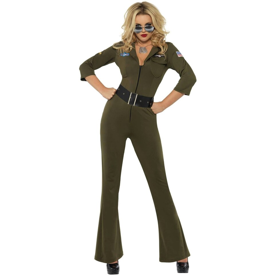 image 1 of Top Gun Womens/Ladies Aviator Costume - Green - M M