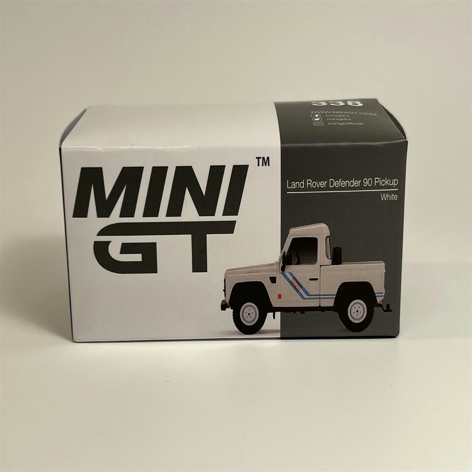 image 1 of Land Rover Defender 90 Pick Up White 1:64 Scale Mini GT MGT00338L