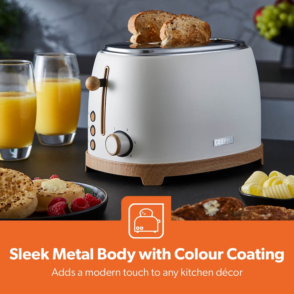 image 1 of GEEPAS 2 Slice Toaster NordiQ Design,850W Cream
