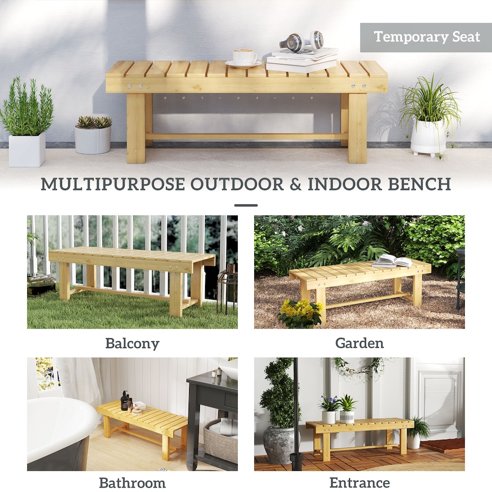 image 1 of Outsunny 1.1M Outdoor Garden Bench Patio Loveseat Fir Wood 2 Person