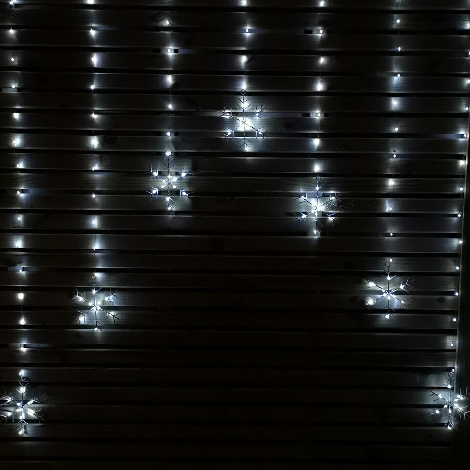 image 1 of 1.2m Battery Operated Snowflake Curtain Christmas Lights with 147 White LEDs