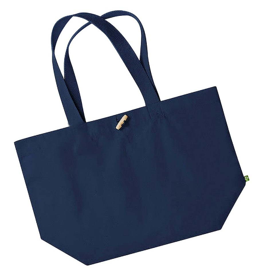 image 1 of Westford Mill Organic Marina Tote Shopping Bag (20L) (Pack of 2) - French Navy - One Size Blue