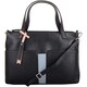 image 1 of Womens Premium Soft Genuine Leather Twin Tote Style Shoulder Handbag with Detachable Shoulder Strap - Aqua / Ivory Black | Black/Cloud