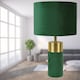 image 5 of Set of 2 Green Velour Velvet Table Lamps | Green | Bronze | Large | 2
