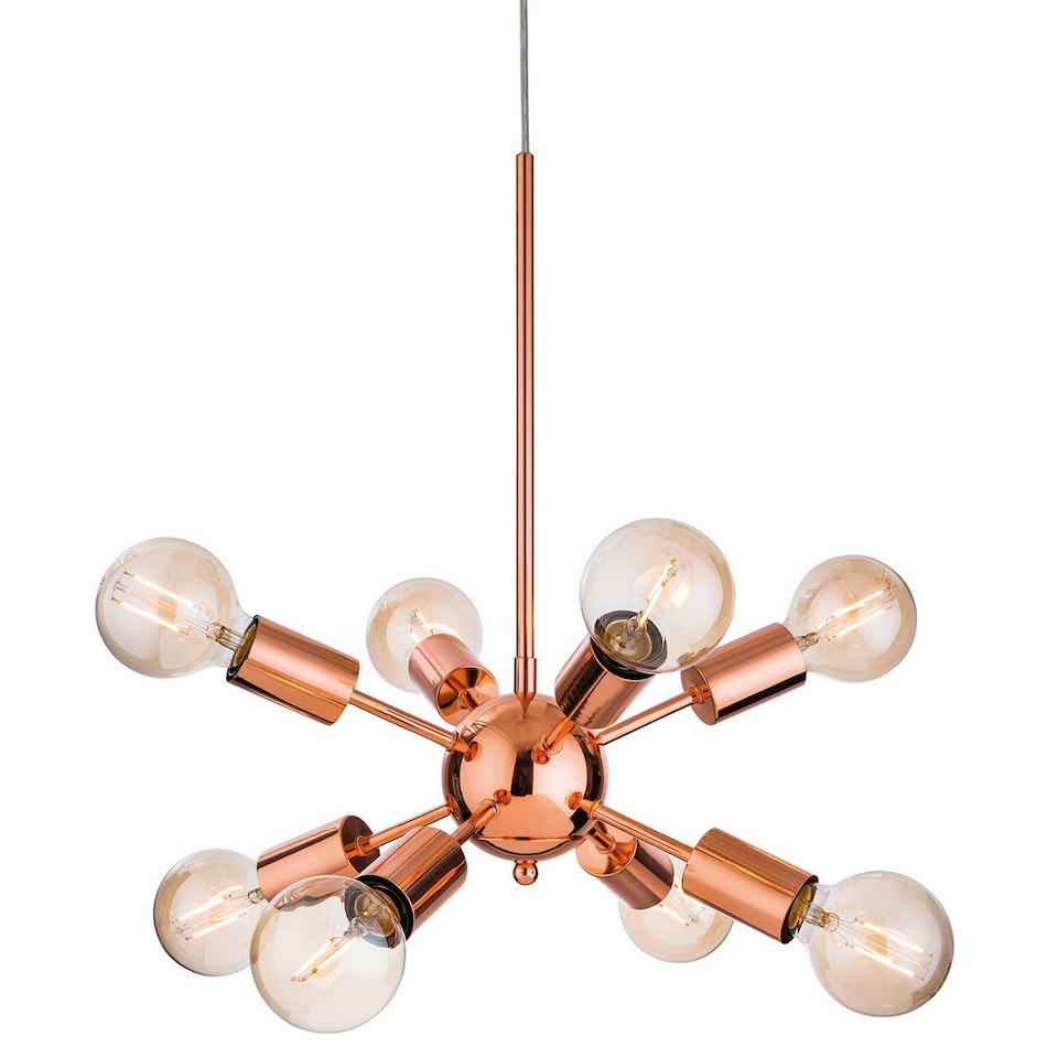 Alfa 8 Light Multi Arm Ceiling Pendant Copper, E27