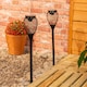 image 2 of ValueLights 2 Pack Solar Powered Outdoor Black Metal Cage Spike Lights Garden Stake Lamp