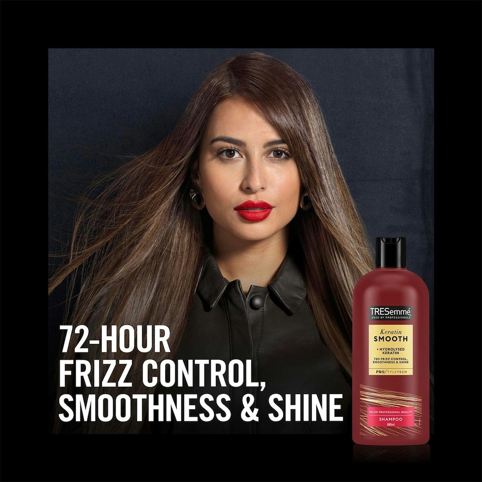 image 1 of Tresemme Keratin Smooth Shampoo & Conditioner with Hydrolyzed Keratin for 72H Frizz Control and Shine, 680ml + Aqua Spray Heat Defense, 270ml