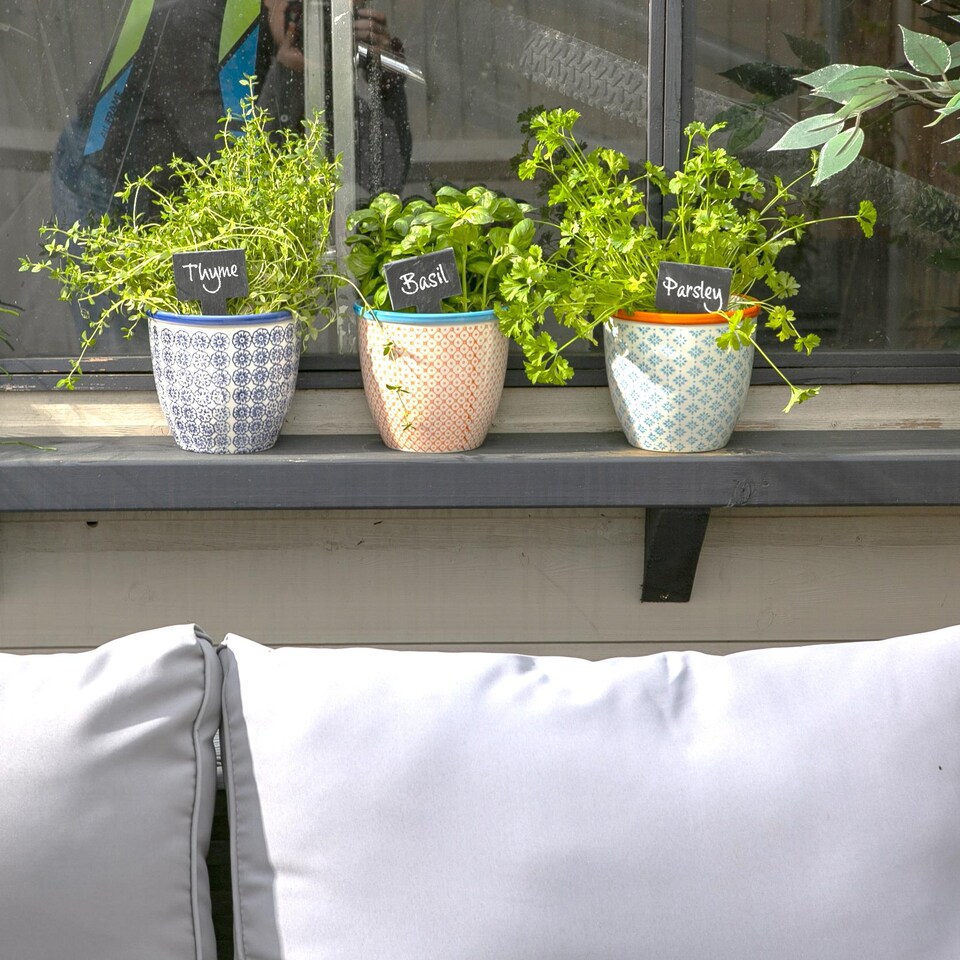 image 1 of Nicola Spring Hand-Printed Plant Pot - 14cm - Blue | Blue | Blue