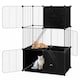 image 9 of COSTWAY Large Cat Cage 3-Tier Indoor Metal Wire Kitten Enclosure-Black