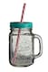 image 1 of Interiors by Premier Versatile Embossed Coloured Mason Jar Mug With Watermelon Lid, Embossed Glass Bottle With Metal Lid