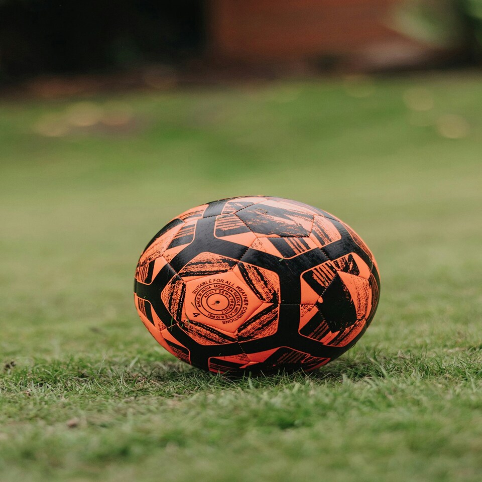 image 1 of Football Flick Size 4 Football – Training and Match Ball – Highly Durable with Shape Retention - Unique Orange and Black Design