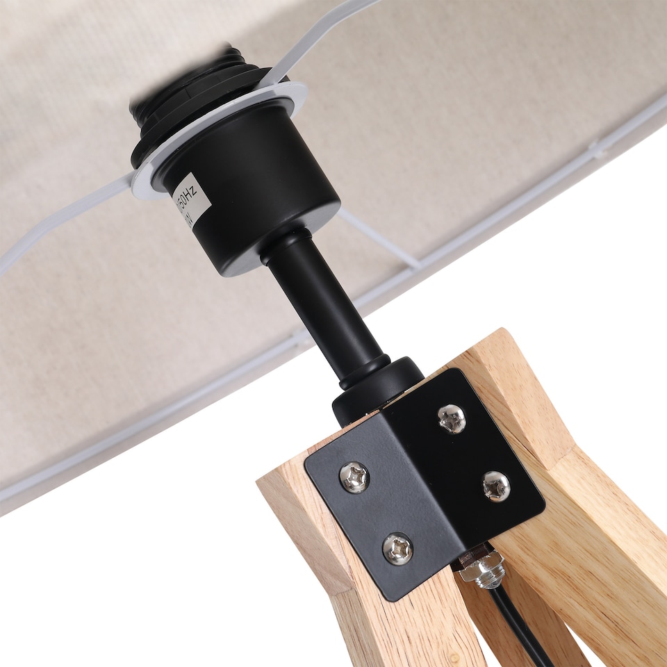 image 1 of HOMCOM Floor Lamp with Elegant Wood Tripod, Free Standing E27 Bulb Lamp Versatile Use For Home Office  Beige