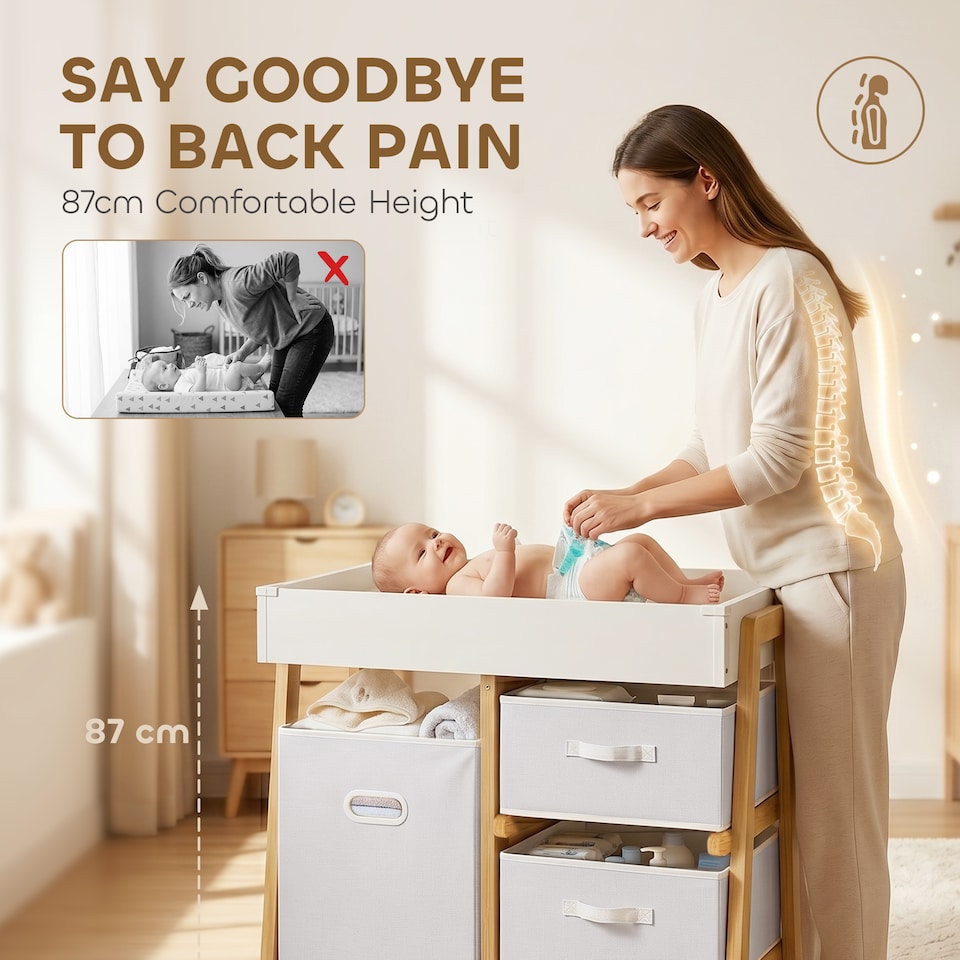 image 1 of AIYAPLAY Baby Changing Table with 3 Drawers, Basket, Waterproof Pad