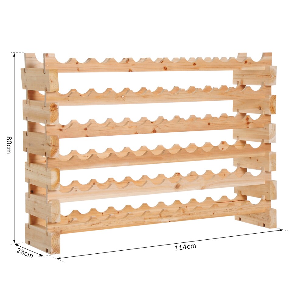 image 1 of HOMCOM Wooden Wine Rack 6 Tier Shelf for 72 Bottles Shelving Storage Holder