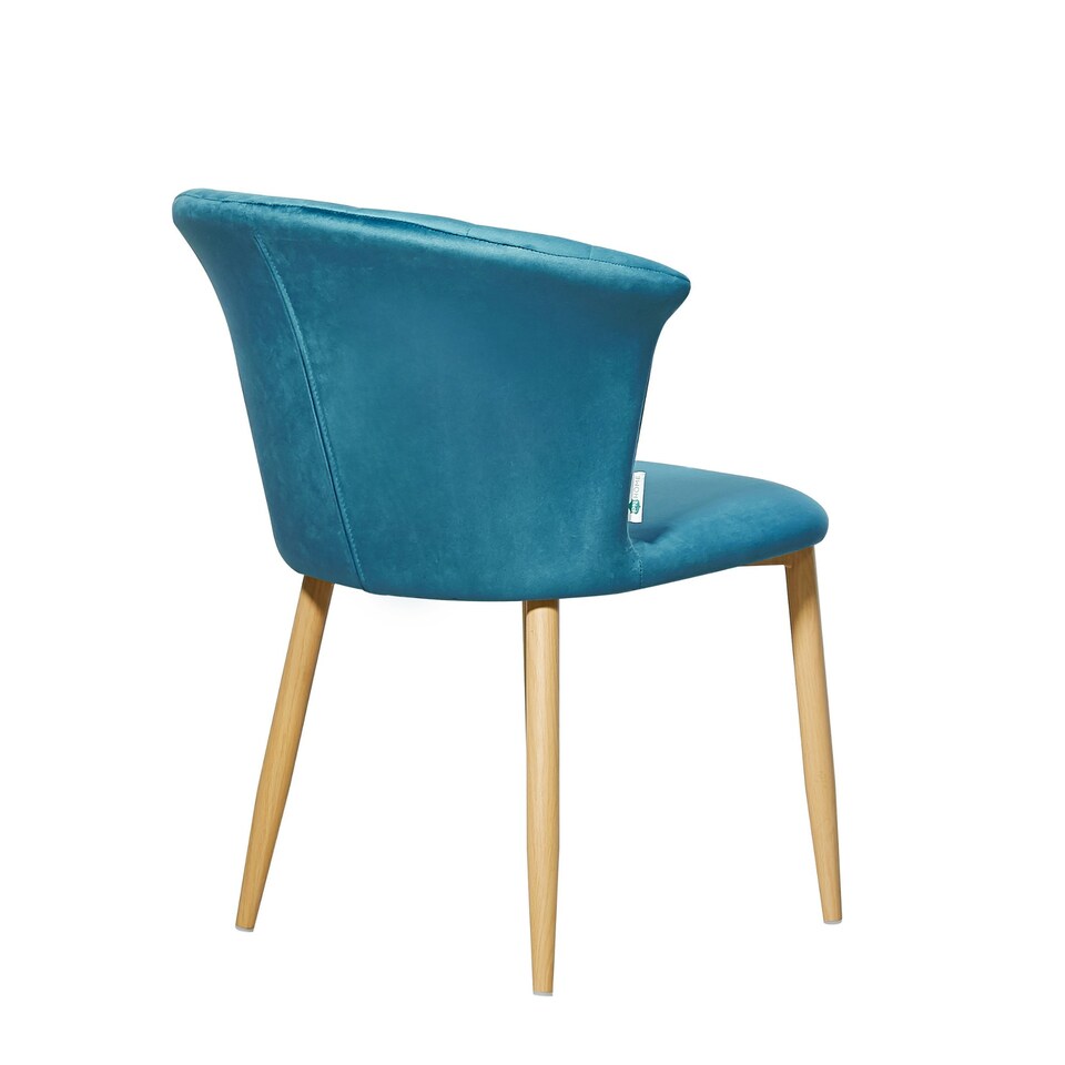 image 1 of Set of 4 Elsa Velvet Dining Chairs with Wooden Legs, Curved Back & Comfortable Seating Blue
