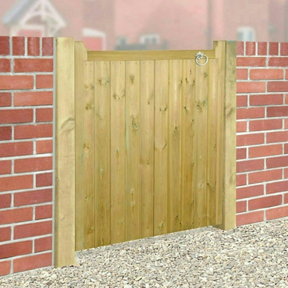 image 1 of Drayton Square Top Low Single Gate - Pressure Treated Scandinavian Redwood - W900 x H950 mm Brown