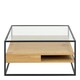 image 2 of Randolf Square Coffee Table with 2 Shelves in Black and Oak