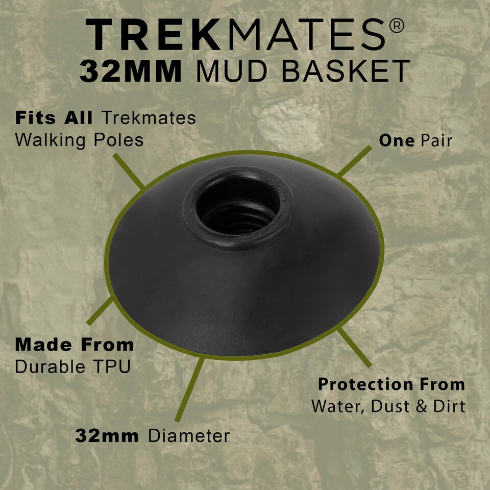 image 1 of 32mm Mud Basket Pair Trekking Pole SoftGround Hiking Walking Outdoor | Black | Black | One Size | 1