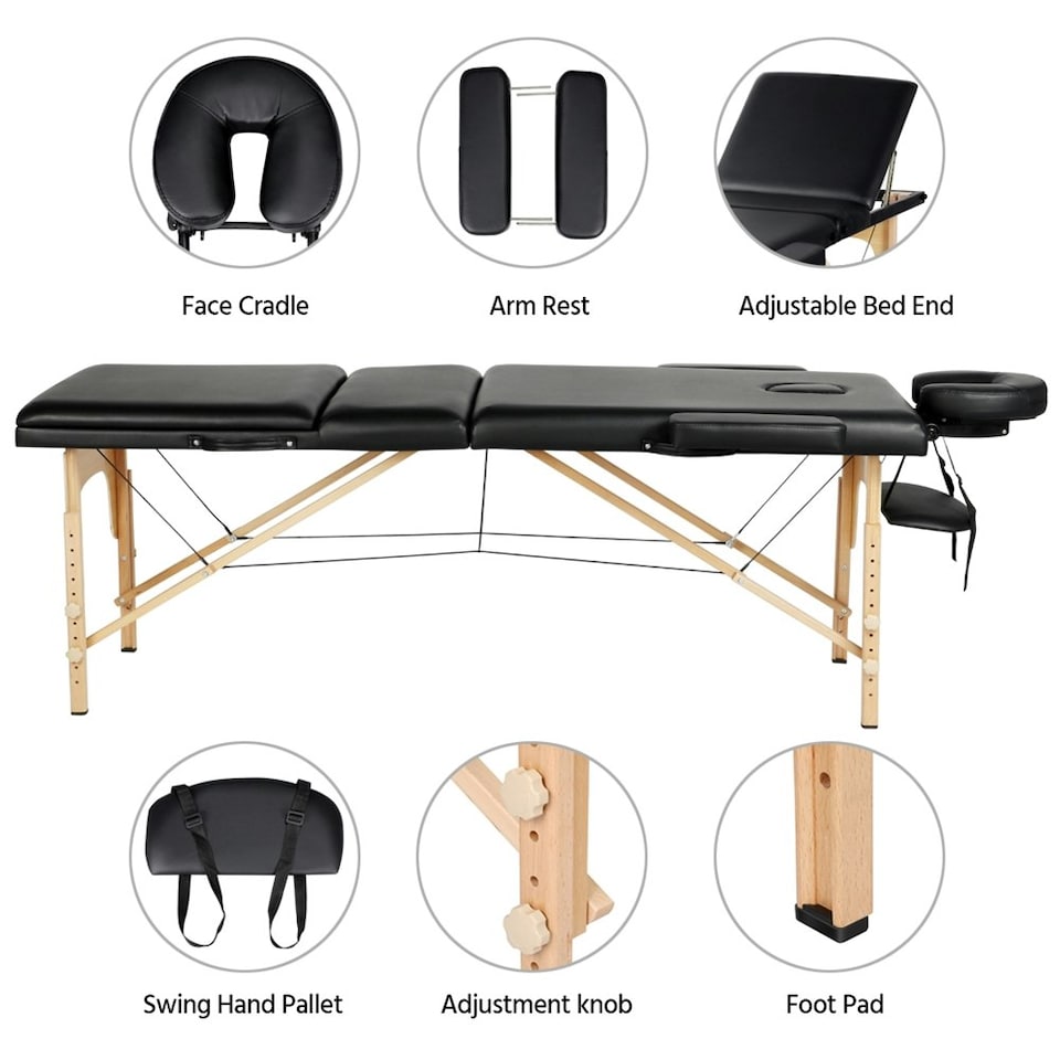 image 1 of Yaheetech Adjustable 3-Section Folding Massage Couch
