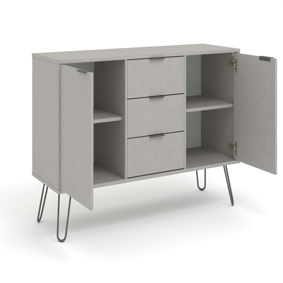 image 1 of Core Products Augusta Grey Medium Sideboard with 2 Doors, 3 Drawers W130.6cm x H73.6cm x D43.0cm Grey
