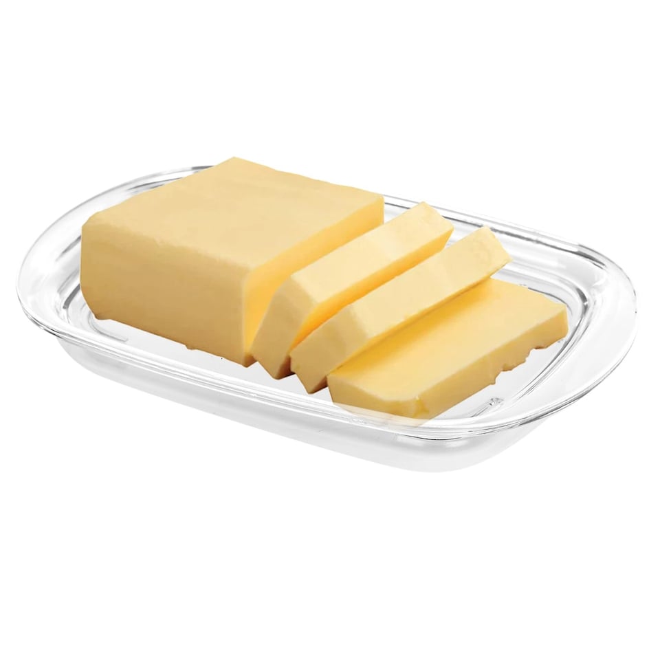 image 1 of Butter Cheese Dish Holder Storage Tray Clear Plastic Serving Container with Lid | Clear | 2 Dish | 2