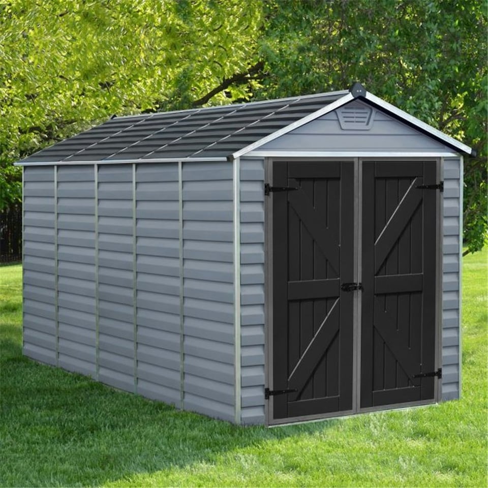 image 1 of 12 x 6 (3.78m x 1.85m) Double Door Apex Plastic Shed with Skylight Roofing