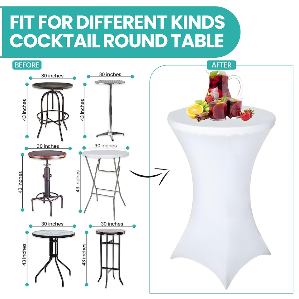 image 1 of 1pc Cocktail Spandex Tablecloth, Table Cover with Leg Pockets - 32" Round