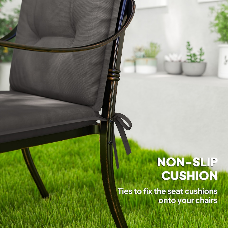 image 1 of Outsunny Set of 4 Garden Chair Cushions, Outdoor Seat Pads | Grey | Charcoal grey | 1