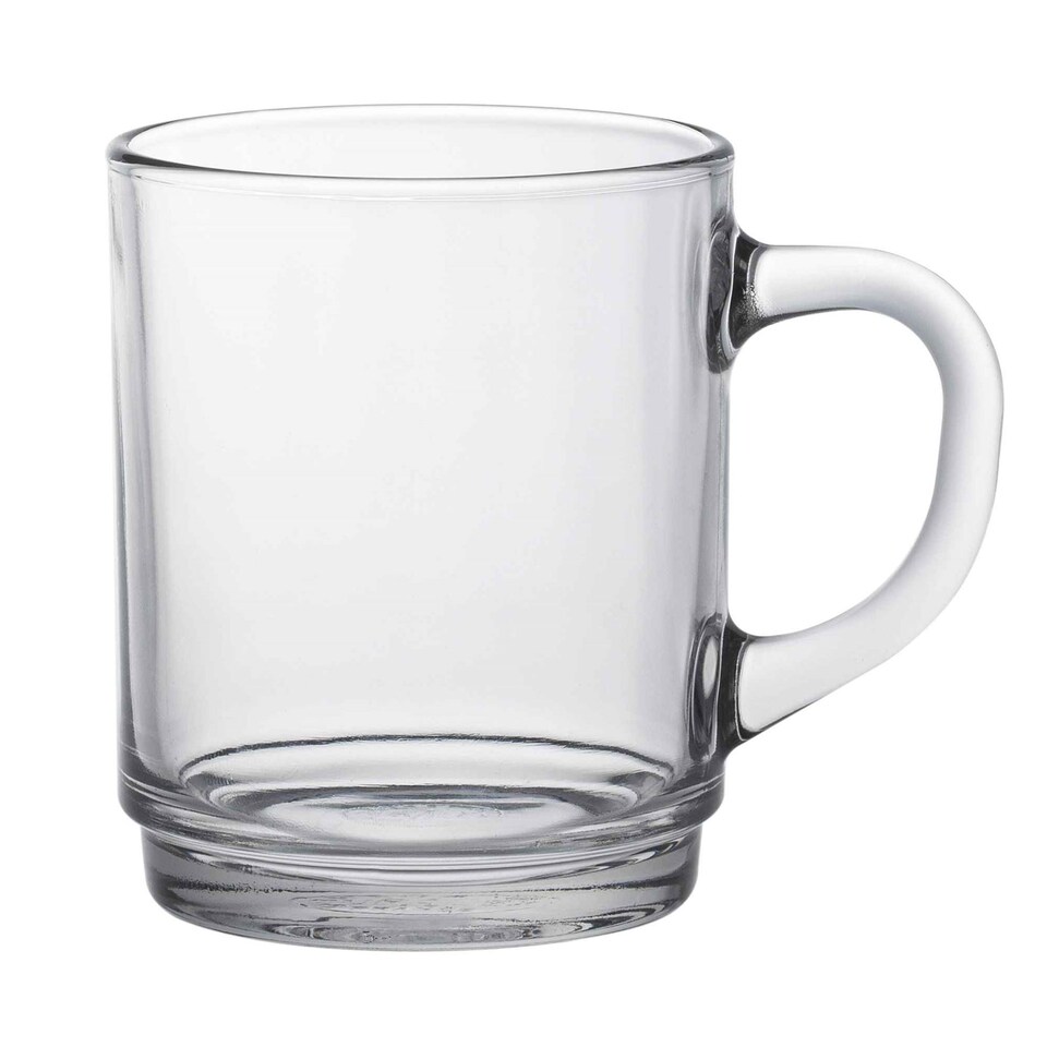 image 1 of Duralex Versailles Glass Coffee Mugs - 260ml Cups for Tea, Hot Drinks - Clear - Pack of 6 | Clear | Clear