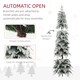 image 5 of HOMCOM 7ft Flocked Pencil Christmas Tree with Auto Open, Steel Base