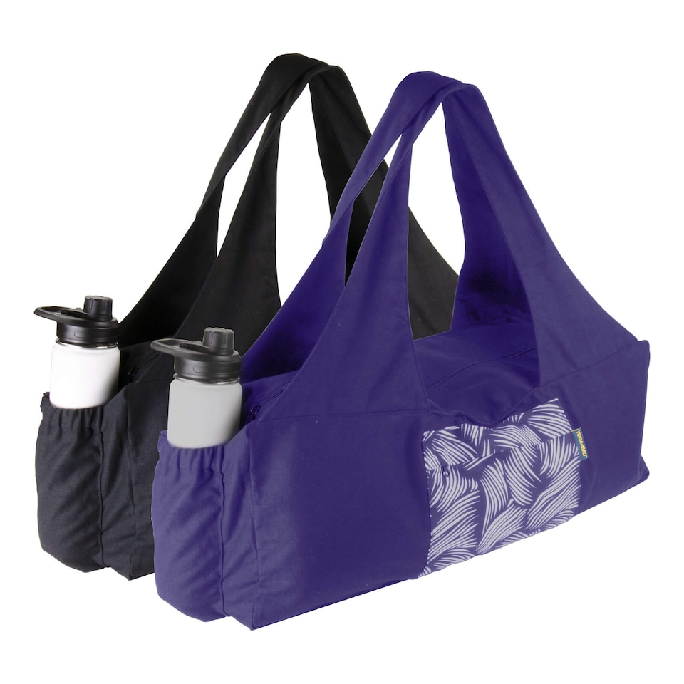 image 1 of Fitness Mad Yoga Kit Bag with Water Bottle Holder — Purple, 100% Cotton, Waterproof Lining | Purple | Purple | 77cm (L) x 20cm (W) x 24cm (H)
