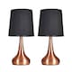 image 2 of ValueLights Teardrop Pair Copper Touch Table Lamp Black Shade & Bulb Black