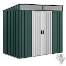 Outsunny 6.5x4FT Garden Shed Lockable Metal Tool Shed Green