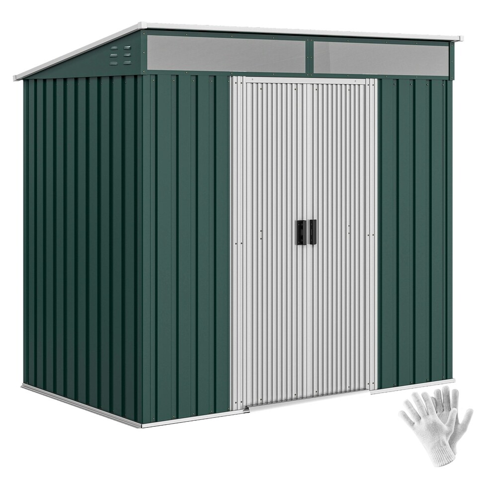 image 1 of Outsunny 6.5x4FT Garden Shed Lockable Metal Tool Shed Green